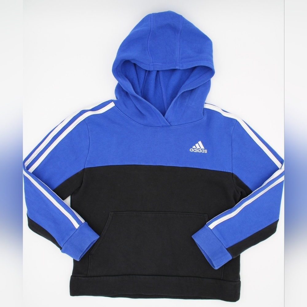 Adidas Boys Youth M (10/12) Pullover Hoodie Black Blue White